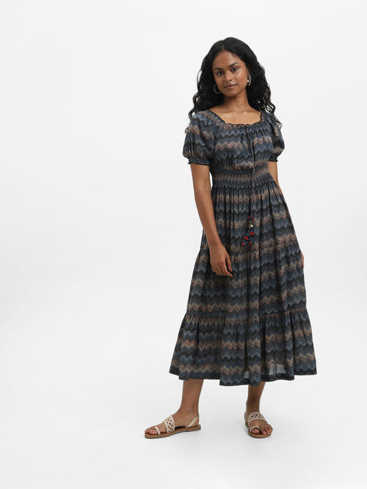 Bombay Paisley Printed Indigo Dress