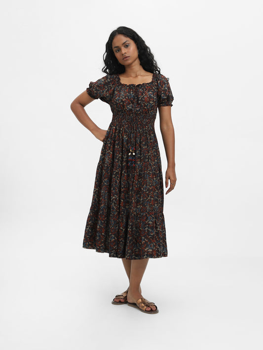 Bombay Paisley Printed Indigo Dress