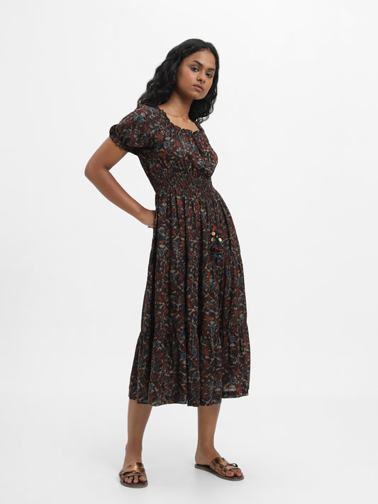 Bombay Paisley Printed Indigo Dress