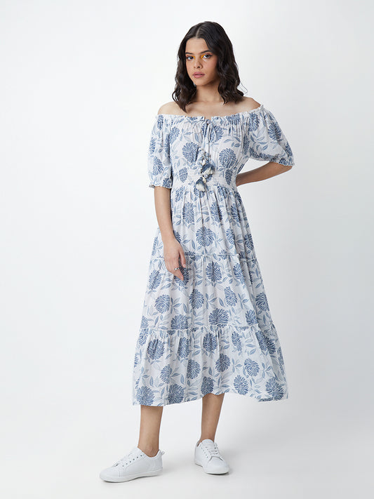 Bombay Paisley Blue Floral Tiered Dress