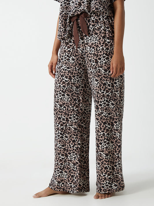 Wunderlove Brown Printed Relaxed-Fit Supersoft Pyjamas