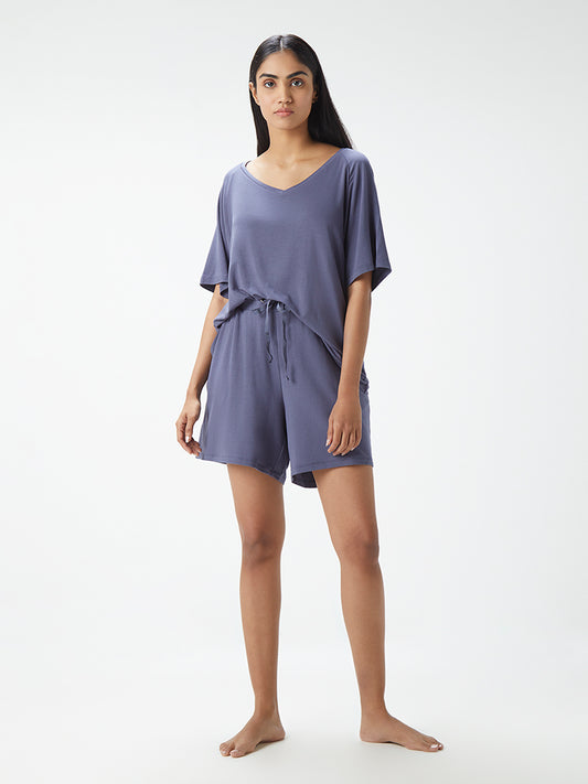 Wunderlove Blue Relaxed-Fit Supersoft Shorts