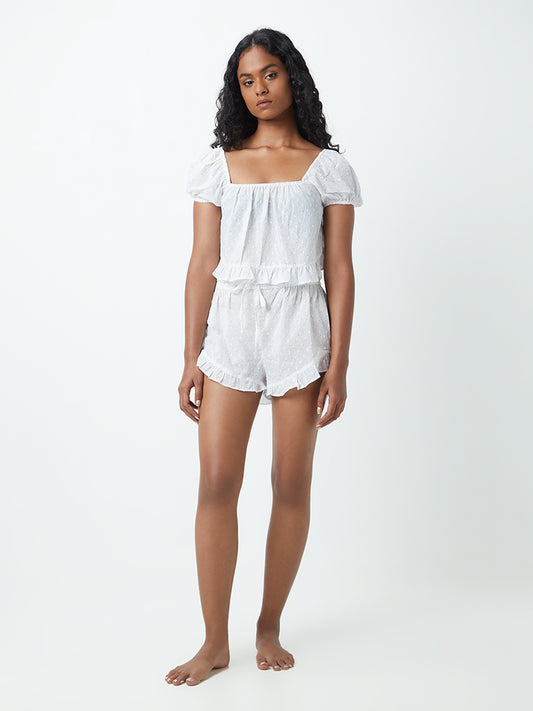 Superstar White Self-Patterned Shorts