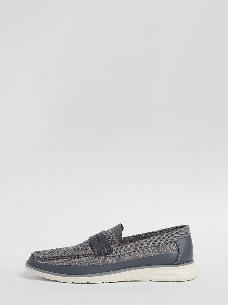 SOLEPLAY Grey Melange Knitted Detail Loafers