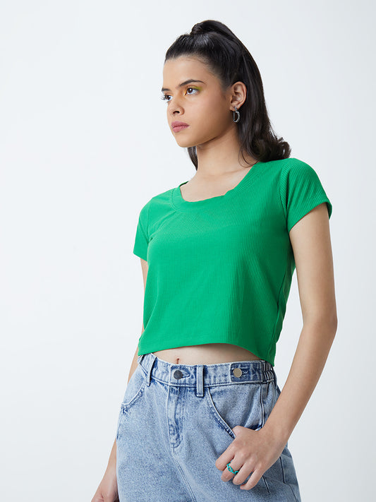 Nuon Green Ribbed Crop Top