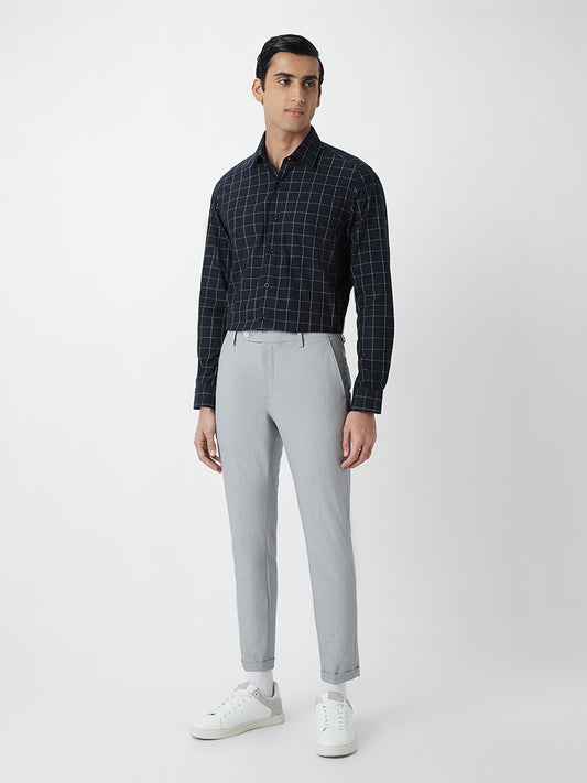 WES Formals Black Check Print Slim-Fit Shirt