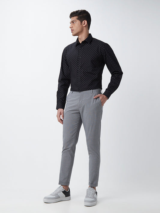 WES Formals Black Printed Relaxed-Fit Shirt