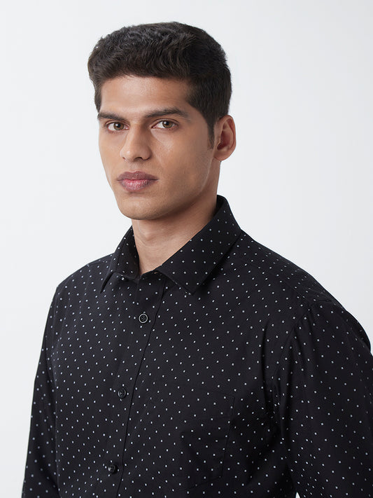 WES Formals Black Printed Relaxed-Fit Shirt
