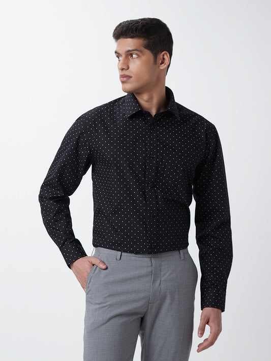 WES Formals Black Printed Relaxed-Fit Shirt