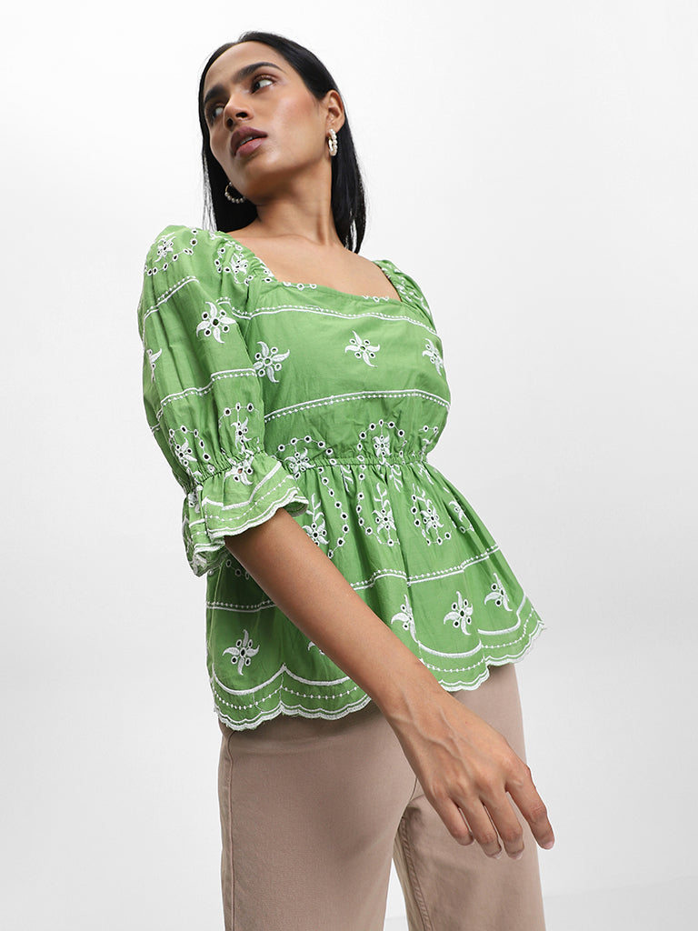 LOV Solid Green Blouse