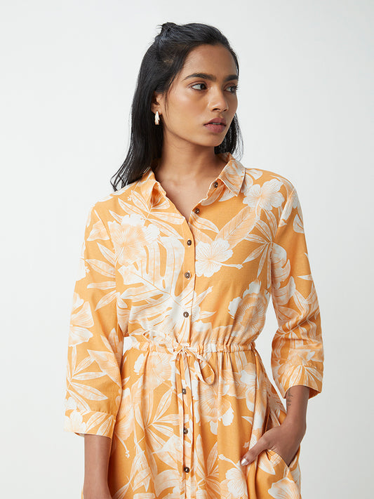 LOV Orange Printed Asymmetric Dress