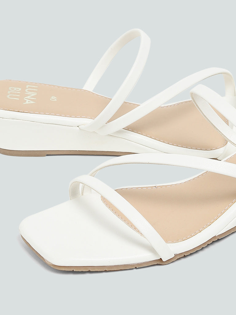 Westside LUNA BLU Women's  White Wedge heel Sandals for Casual Wear Zoomed View