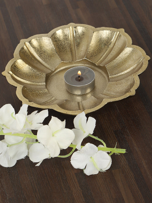 Westside Home Gold Metal Lotus Tea Light Candle Stand