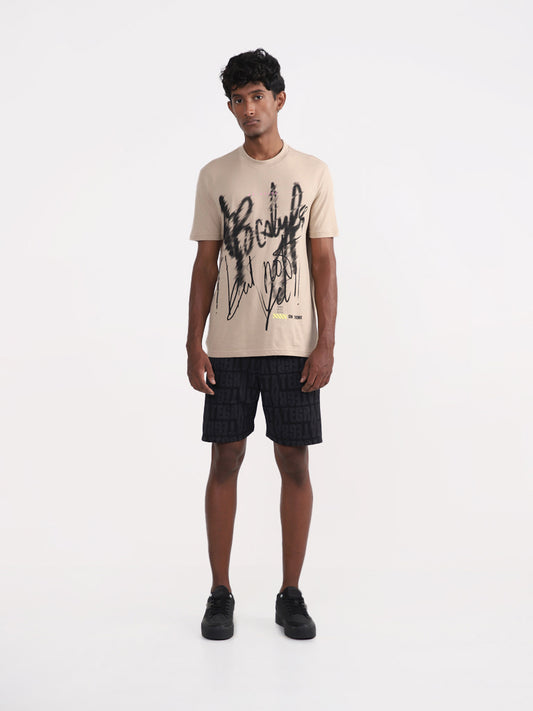 Studiofit Printed Black Relaxed-Fit Shorts