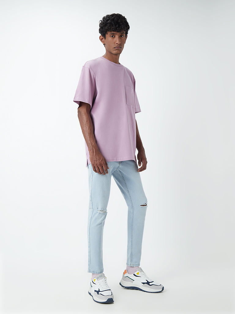 Nuon Purple Dropped-Sleeve Relaxed-Fit T-Shirt