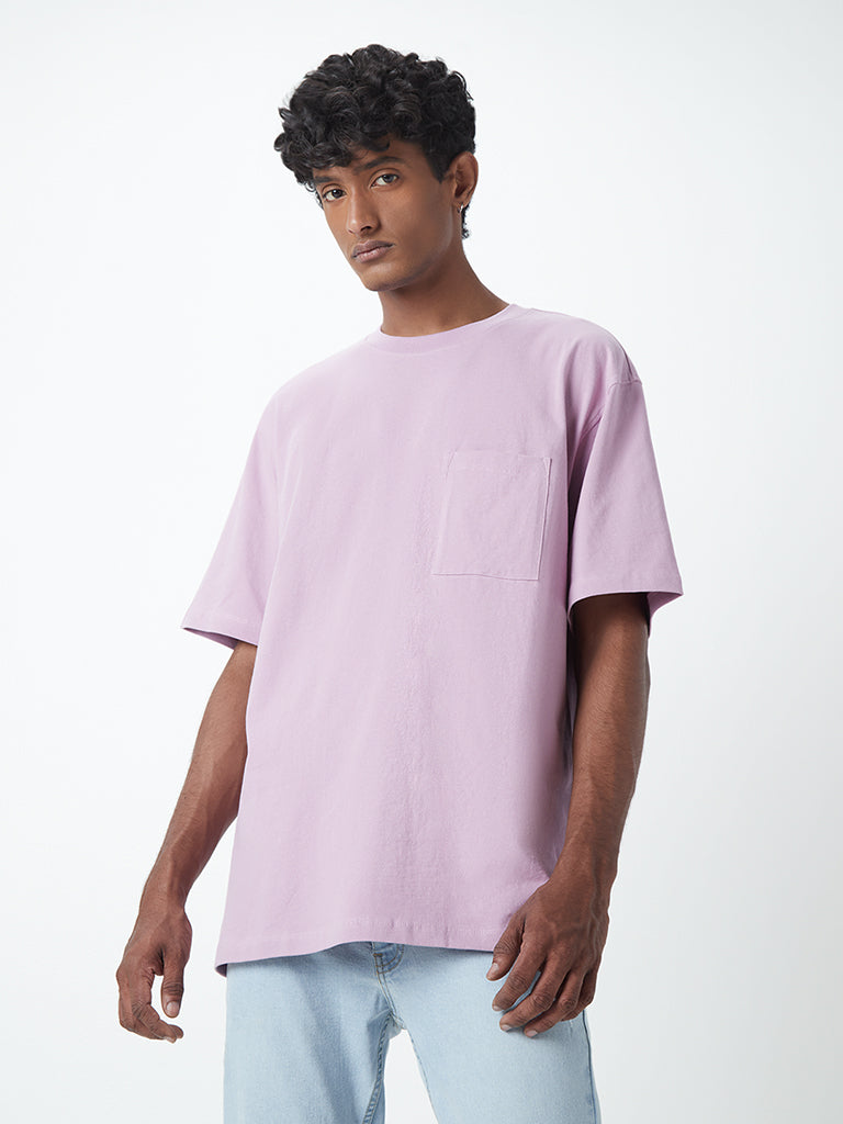 Nuon Purple Dropped-Sleeve Cotton Relaxed-Fit T-Shirt