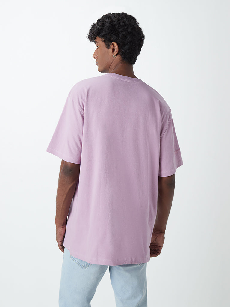 Nuon Purple Dropped-Sleeve Cotton Relaxed-Fit T-Shirt