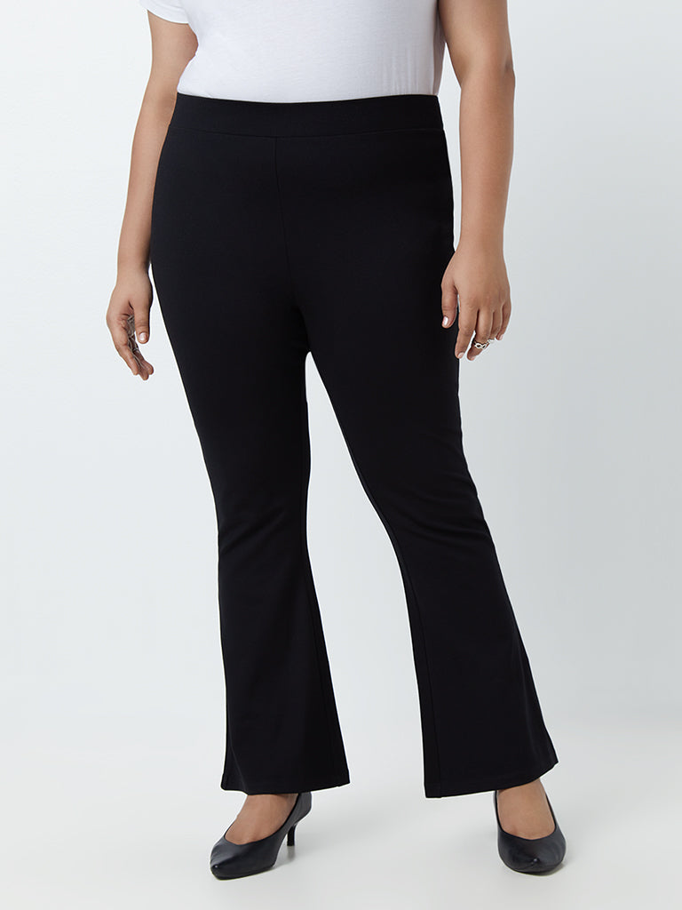 Gia Curves Black Bell-Bottom Pants