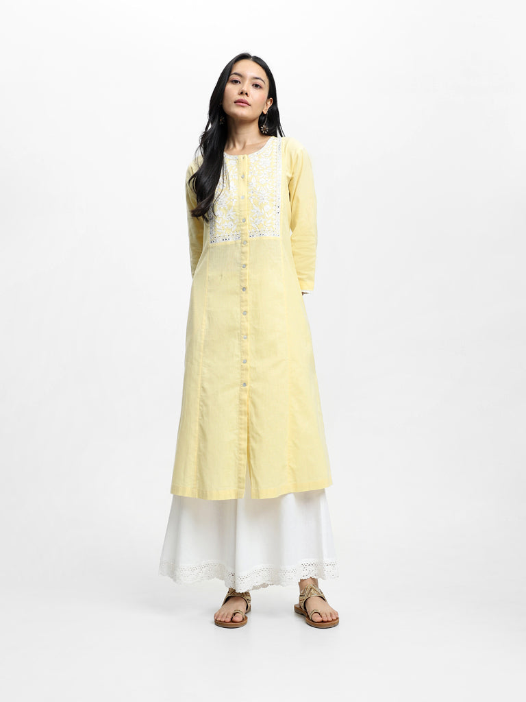 Buy Utsa by Westside Mustard Embroidered ALine Kurta for Online  Tata CLiQ