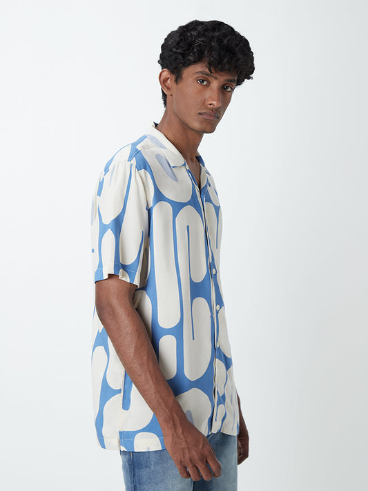 Nuon Blue Printed Relaxed-Fit Shirt