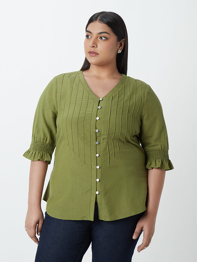 Gia Curves Olive Blouse