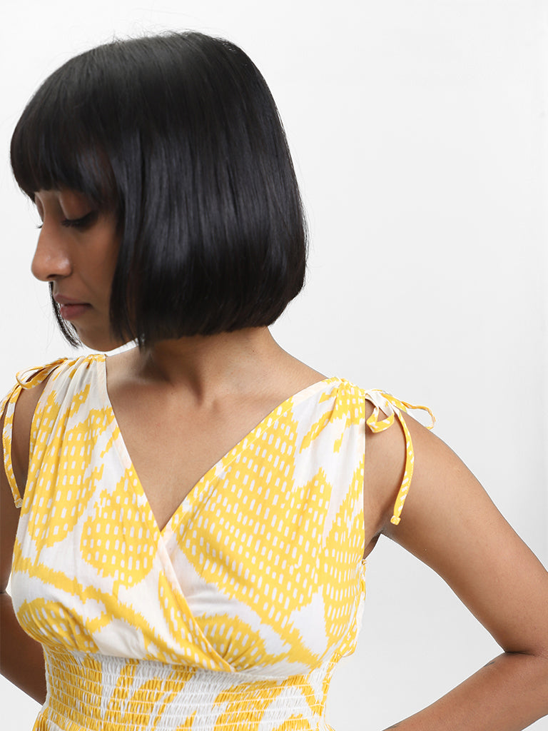 Bombay Paisley Printed Yellow Dress