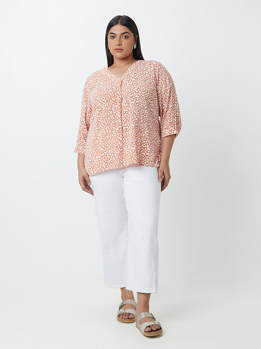 Gia Curves Light Rust Printed Top