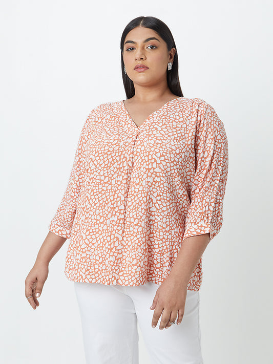 Gia Curves Light Rust Printed Top