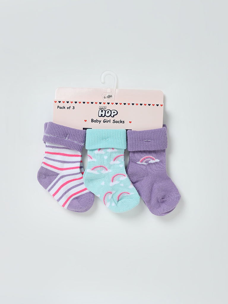 HOP Baby Aqua Rainbow Socks Pack - Pack of 3