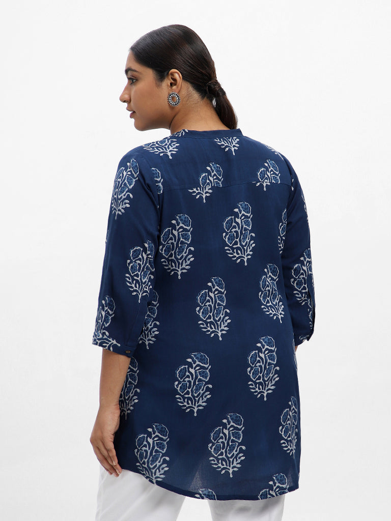 Bimba Indigo Blue4 Shibori Stripe Printed Indian Kurtis For Women Anarkali  Kurti Maxi Casual Dress XX-Large - Walmart.com