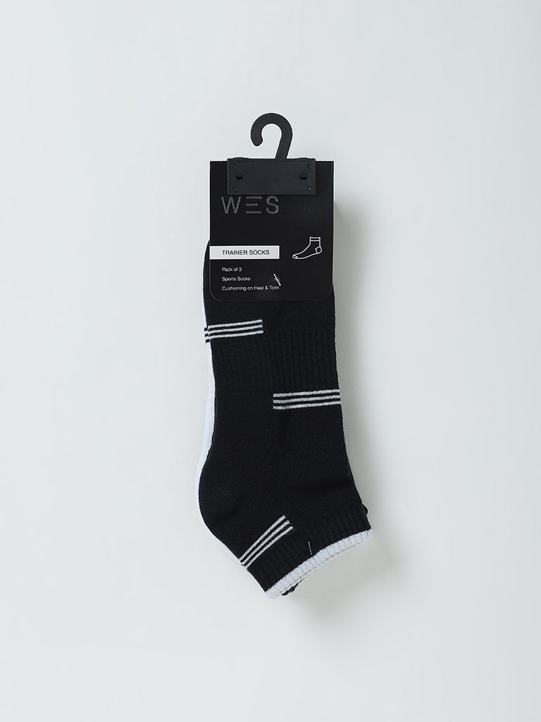 WES Lounge White Cotton Socks - Pack of 3