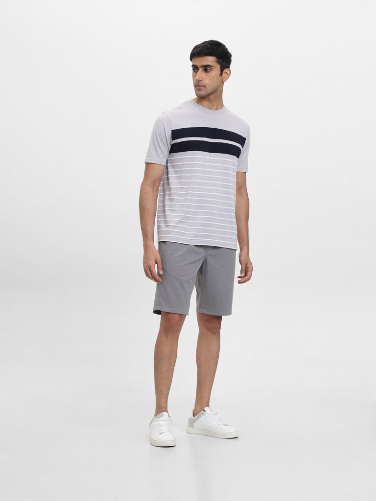 WES Lounge Grey Striped Relaxed-Fit T-Shirt