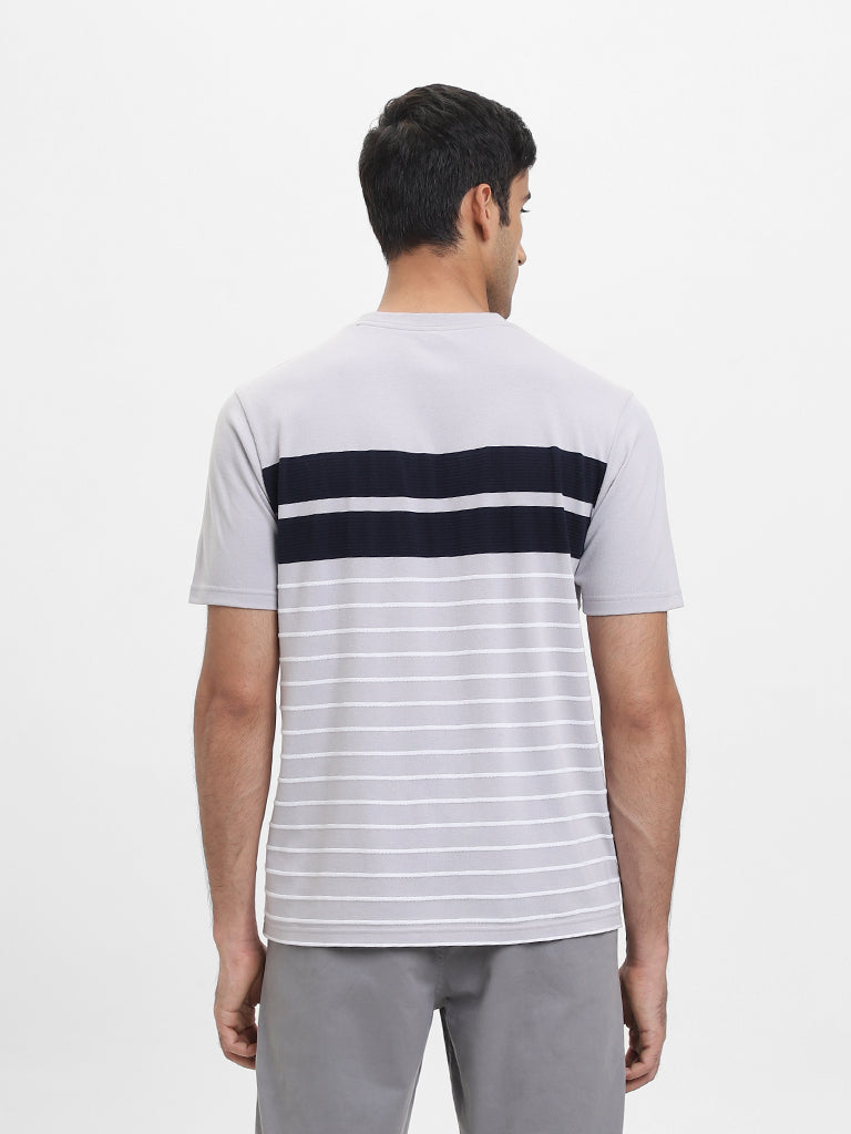 WES Lounge Grey Striped Relaxed-Fit T-Shirt