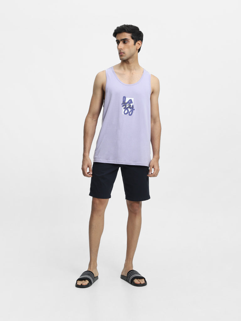 WES Lounge Lilac Cross Dyed Relaxed-Fit T-Shirt