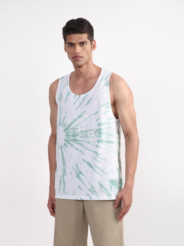 WES Lounge White Tie-Dye Relaxed-Fit T-Shirt