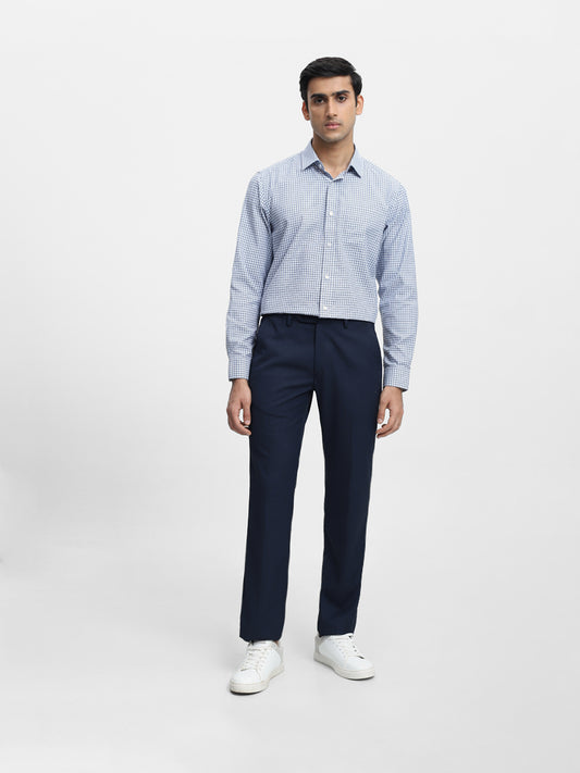 WES Formals Checks Blue Relaxed Fit Shirt