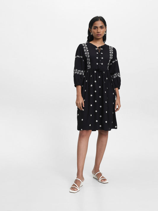 LOV Embroidered Black Dress