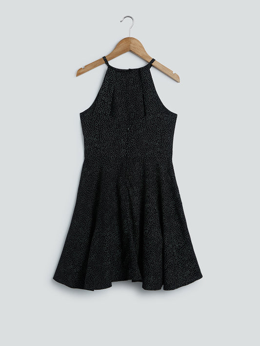 Y&F Kids Black Dot Printed Dress