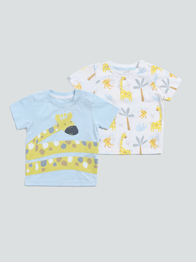 HOP Baby Blue Striped T-Shirt - Pack of 2