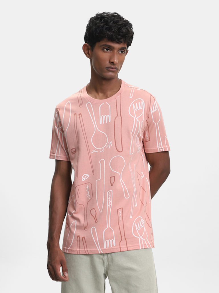 Nuon Printed Blush Pink T-Shirt