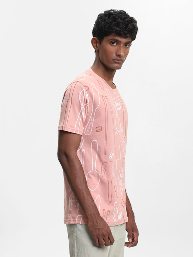 Nuon Printed Blush Pink T-Shirt