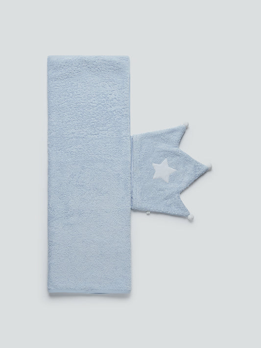 HOP Baby Blue Star Design Towel With Hood