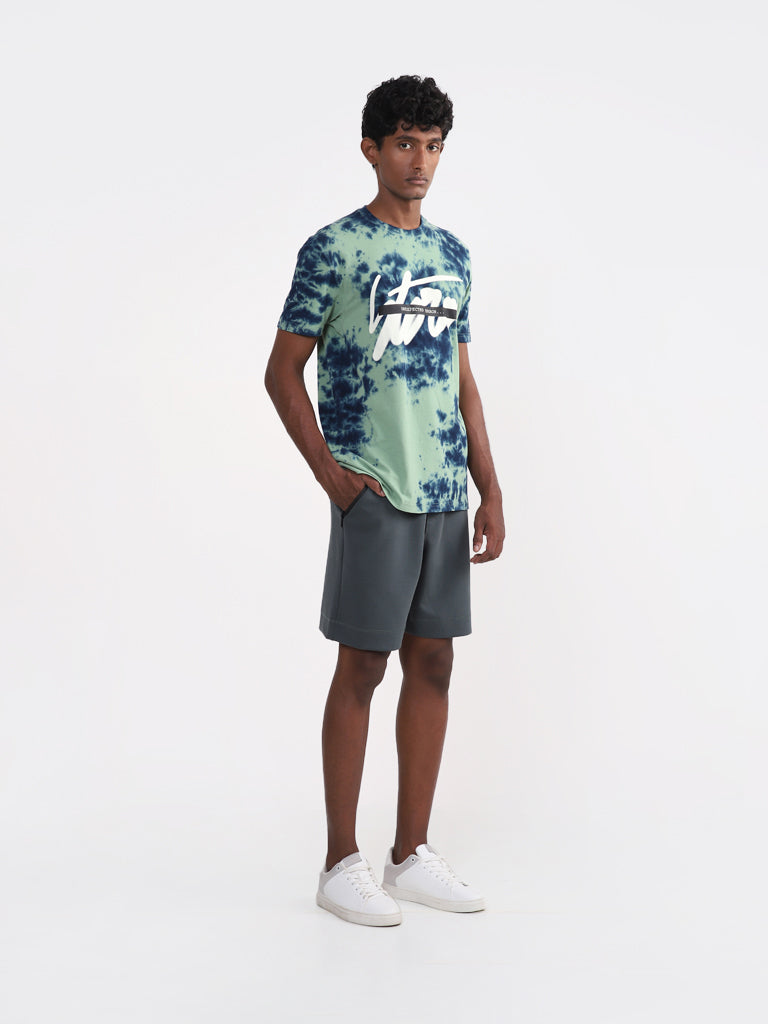 Shop Studiofit Solid Sage-Green Slim Fit T-Shirt Online – Westside