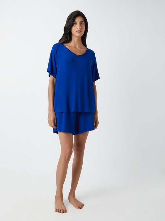 Wunderlove Blue Relaxed-Fit Super Soft Shorts