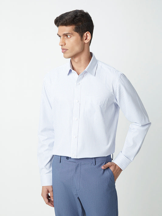 WES Formals Blue Checks Relaxed Fit Shirt