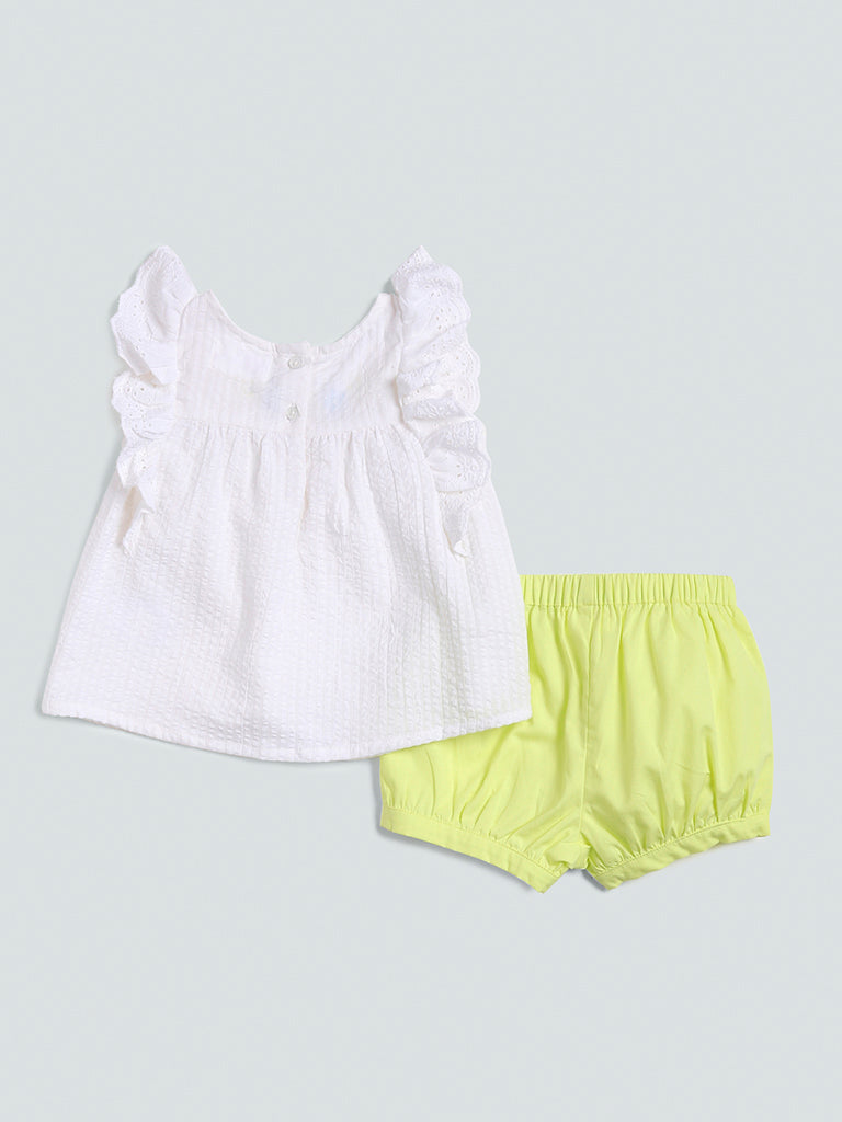 HOP Baby Plain Lime-Colored Top with Shorts