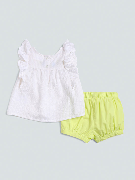 HOP Baby Plain Lime-Colored Top with Shorts