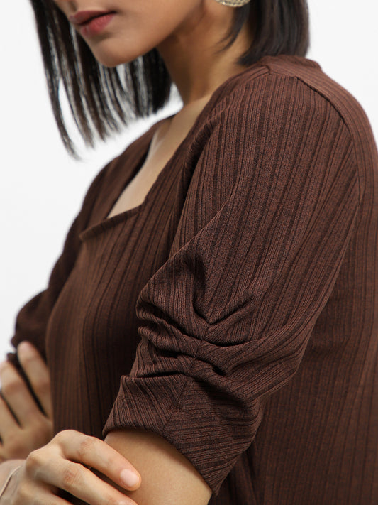 Wardrobe Stripes Dark Brown Top