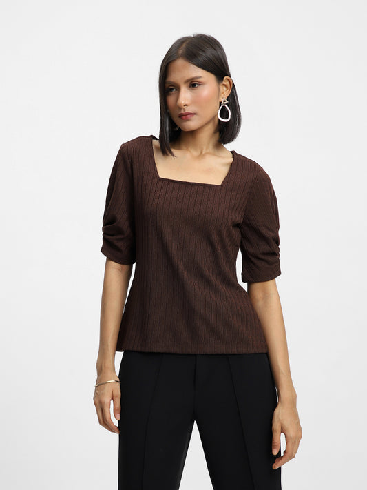 Wardrobe Stripes Dark Brown Top