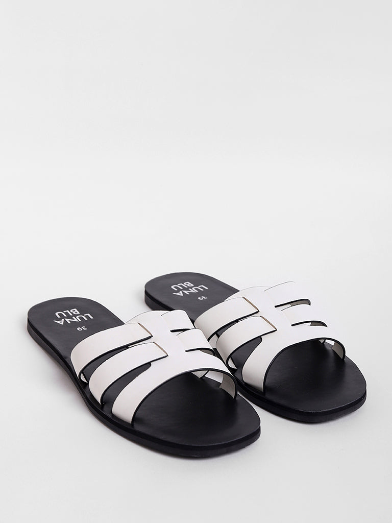 LUNA BLU White Slip-On Sandals